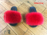 'TDR VALENTINE' Fox Fur Sliders