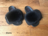 'TDR EBONY' Fox Fur Sliders