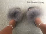 'TDR FIFTY SHADES OF GREY' Raccoon Fur Sliders