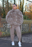 'KEEKS' 5 Chunky Row Short Fur Coat with Collar