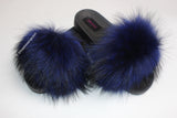 'TDR BLUEISH' Raccoon Fur Sliders