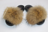 'TDR LIONESS' Raccoon Fur Sliders