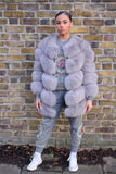 'NEWBAE' 5 Chunky Row Fur Coat With Detachable Sleeves